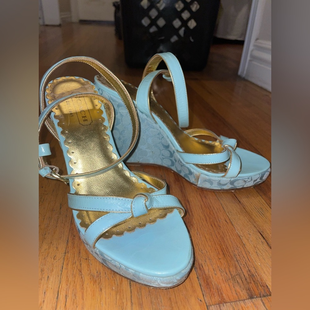 Turquoise vintage coach wedges